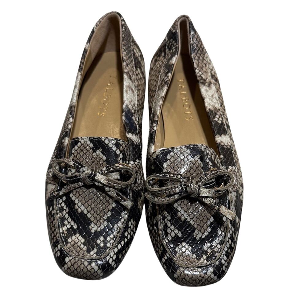 Talbots Black and Cream Snakeskin Loafers